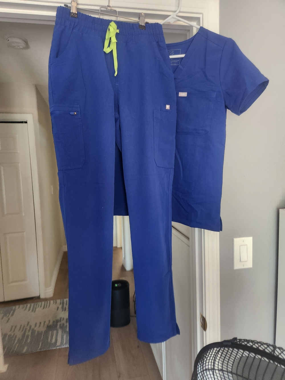 FIGS Women's Scrub Set. Royal Blue. XS Top,  XS/Tall Pant.